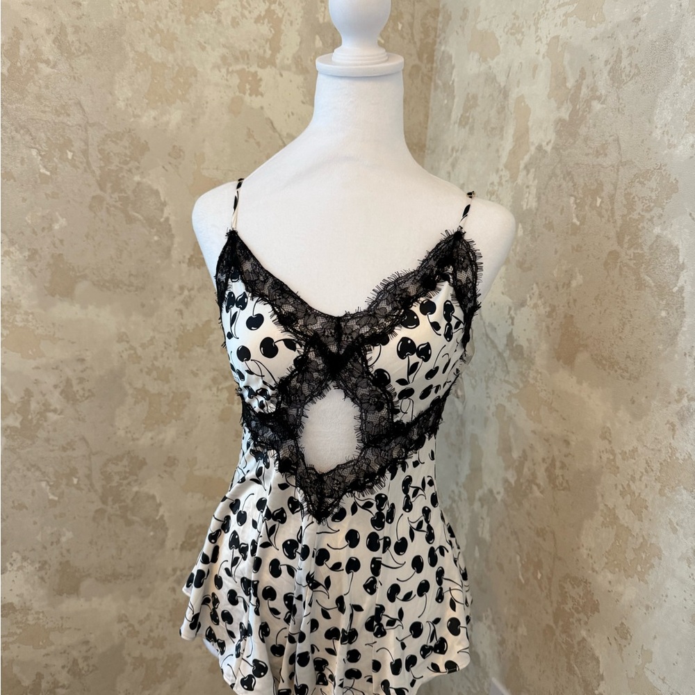 Victorias Secret Black and White Lace Romper